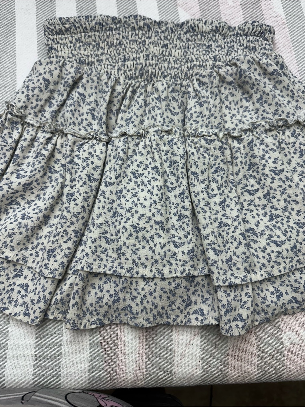 Sienna Sky Cream Mini Skirt with Blue Floral Print
